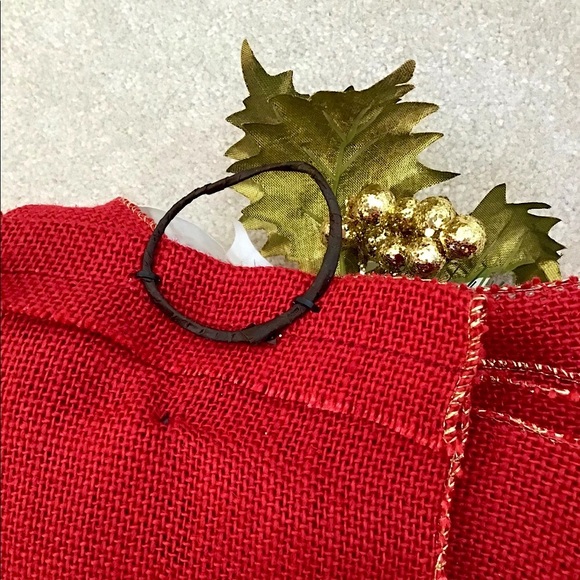 Red Burlap Christmas Jingling Bells Door Hanger - Picture 6 of 8